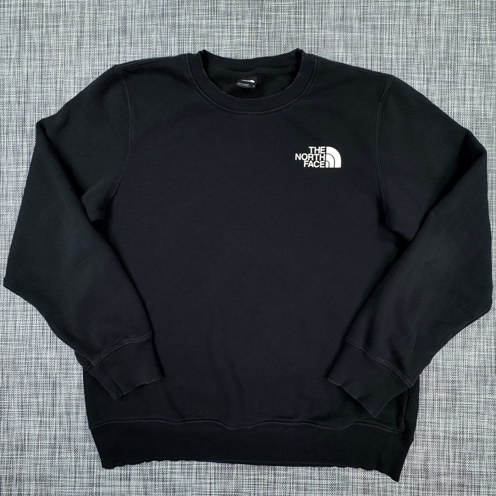 The North Face Mens Large Box NSE Crew Sweatshirt Black Cotton Blend Pullover